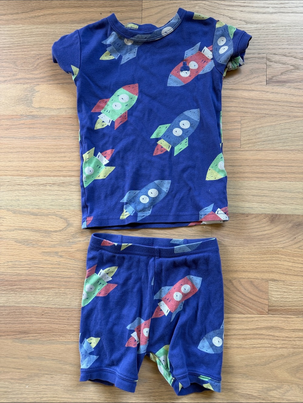 GAP Navy Rocket Print Pajama Set with Multicolor Rockets